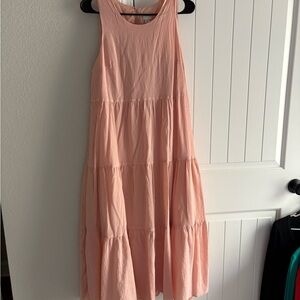 a new day Blush Pink Tiered Midi Dress